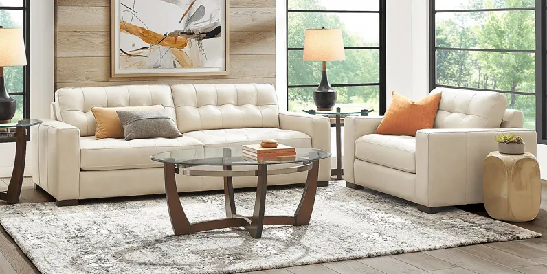 Messina Ivory Leather 7 Pc Living Room