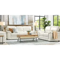 Villa Ashbury White Leather 5 Pc Living Room