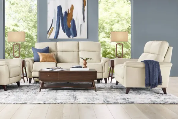 Antonella Beige Leather 3 Pc Dual Power Reclining Living Room