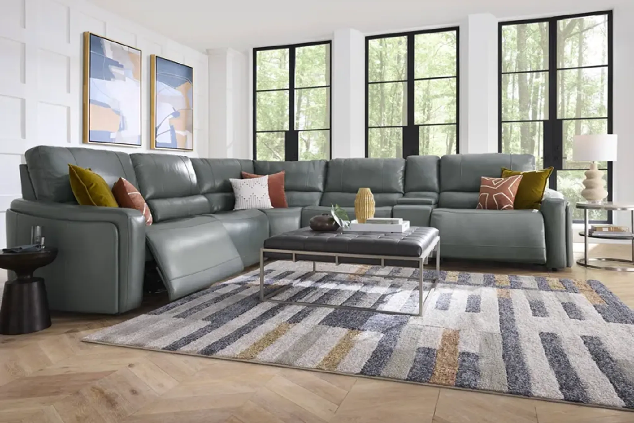 Cascade Way By Shaquille Oneal Home Blue Leather 6 Pc Dual Power