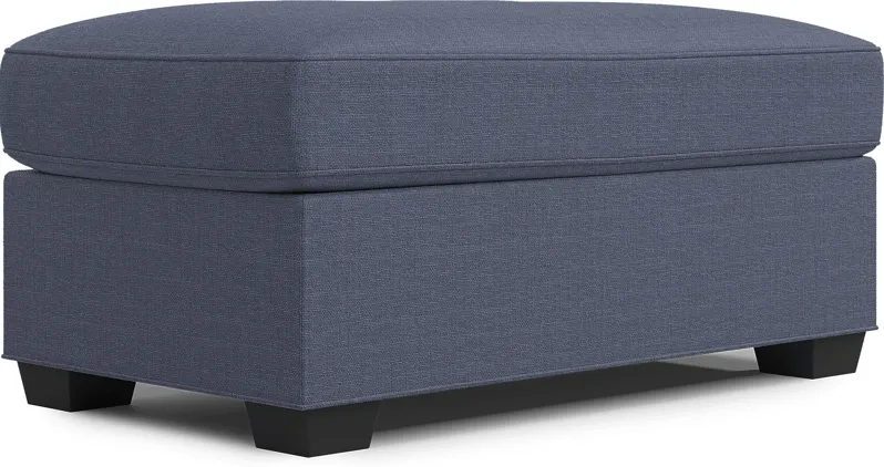 Bellingham Sapphire Textured Chenille Ottoman