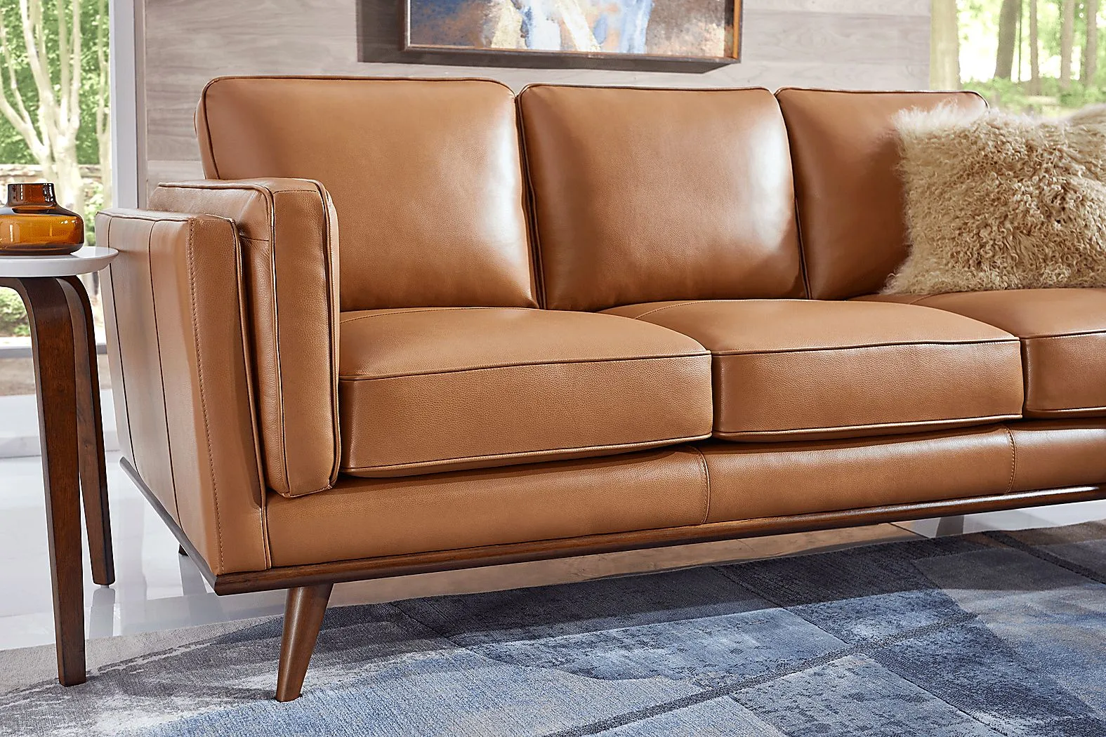 Cassina Court Caramel Brown Leather Sofa - Rooms To Go