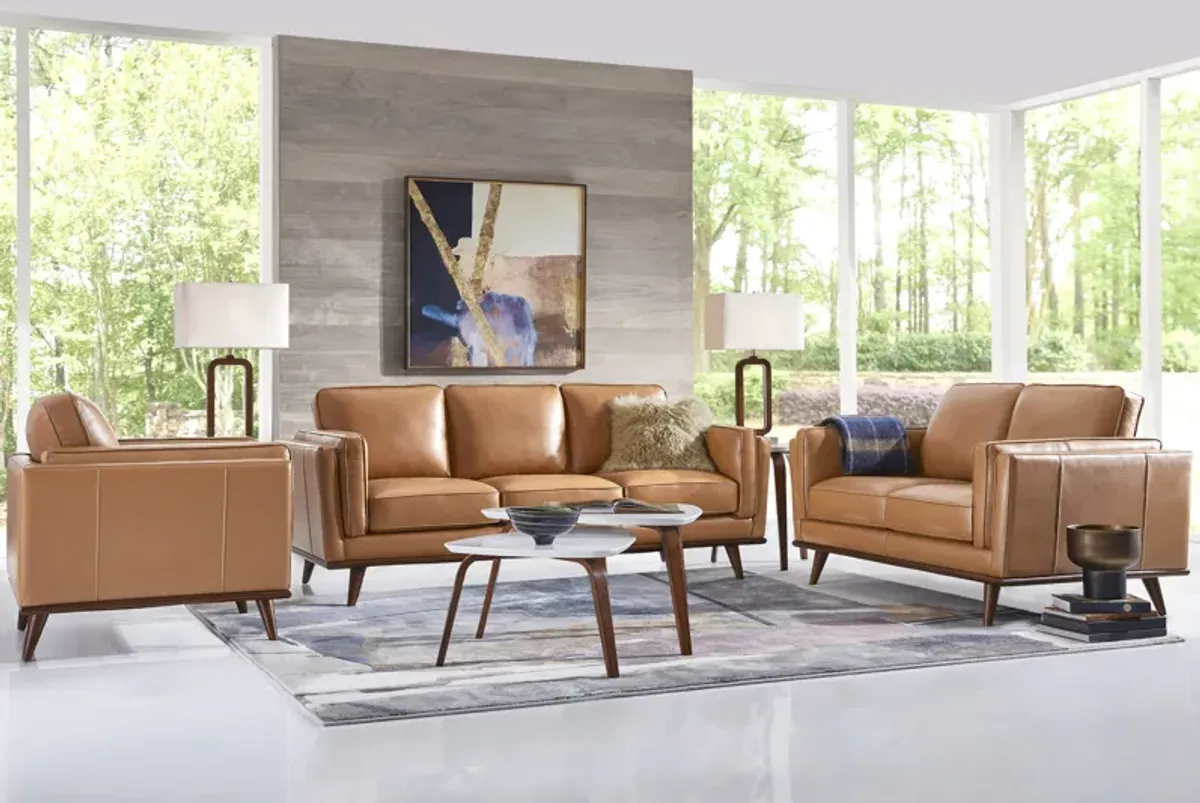 Cassina Way Caramel Leather 8 Pc Living Room