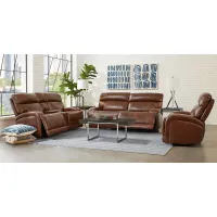 Burgio Brown Leather 5 Pc Reclining Living Room