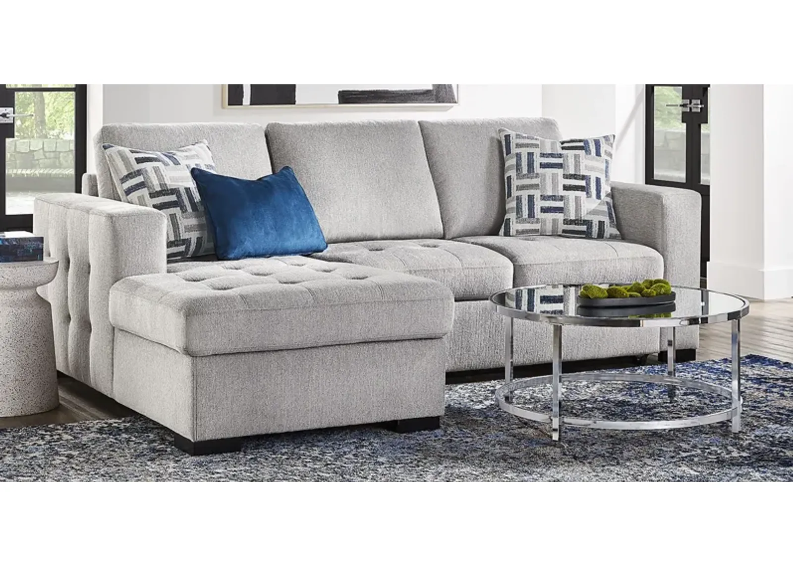 Geneva Gray 5 Pc Sleeper Sectional Living Room