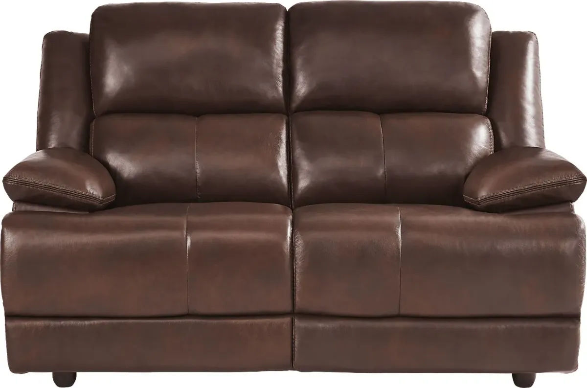 Montefano Brown Leather 6 Pc Living Room with Reclining Sofa