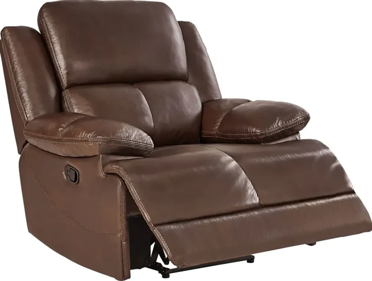 Montefano Brown Leather 6 Pc Living Room with Reclining Sofa