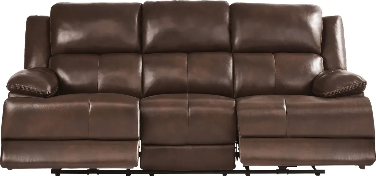 Montefano Brown Leather 6 Pc Living Room with Reclining Sofa