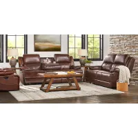 Montefano Brown Leather 6 Pc Living Room with Reclining Sofa