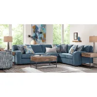 Sienna Way Blue Chenille 5 Pc Sectional Living Room