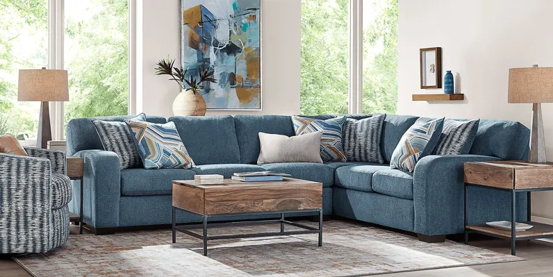 Sienna Way Blue Chenille 5 Pc Sectional Living Room