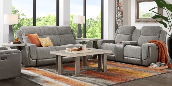 State Street Gray 5 Pc Dual Power Reclining Living Room