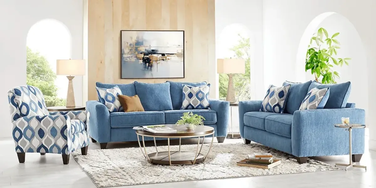 Dennin Heights Blue 8 Pc Living Room