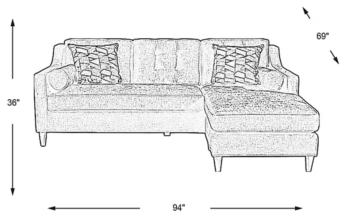 Hanover Indigo Chenille Chaise Sofa