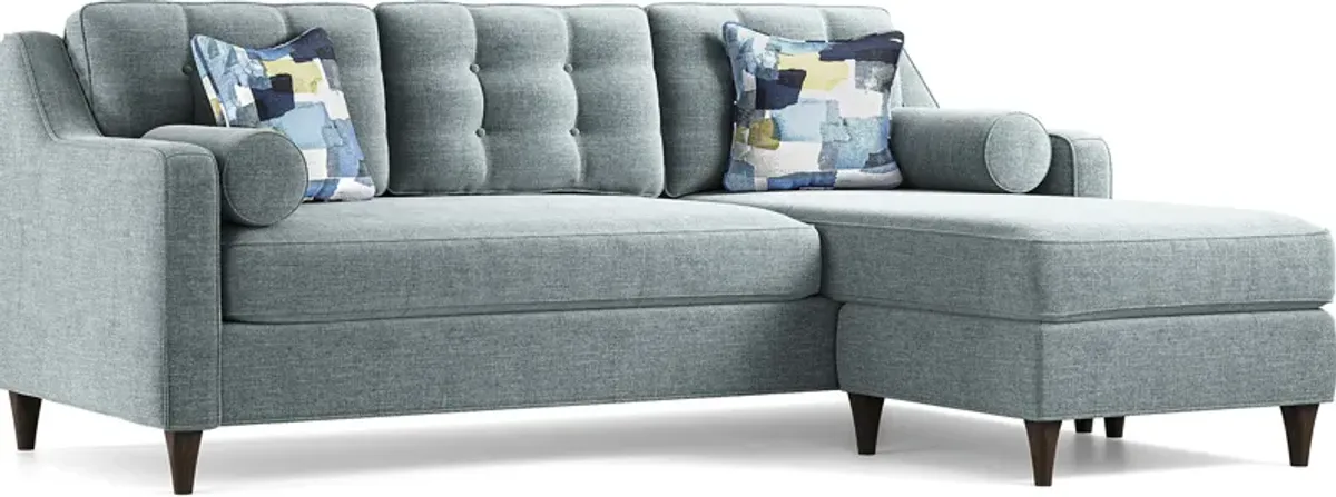 Hanover Teal Chenille Chaise Sofa