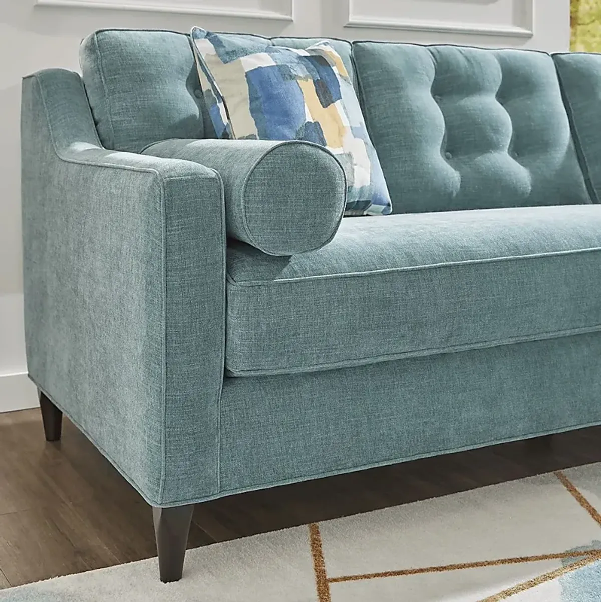 Hanover Teal Chenille Chaise Sofa