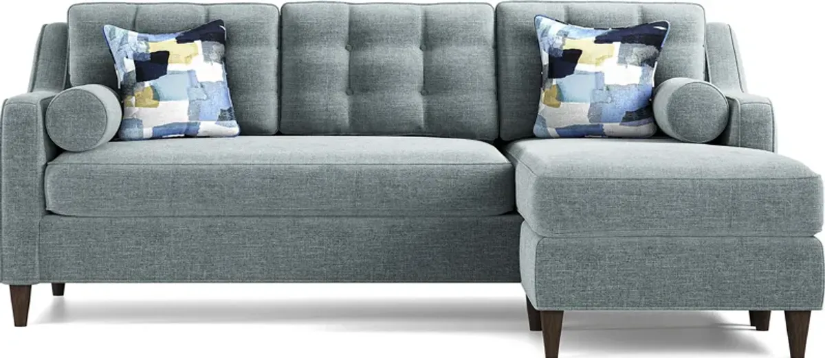 Hanover Teal Chenille Chaise Sofa