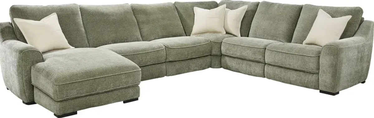 Somerset Green 6 Pc Dual Power Reclining Sectional