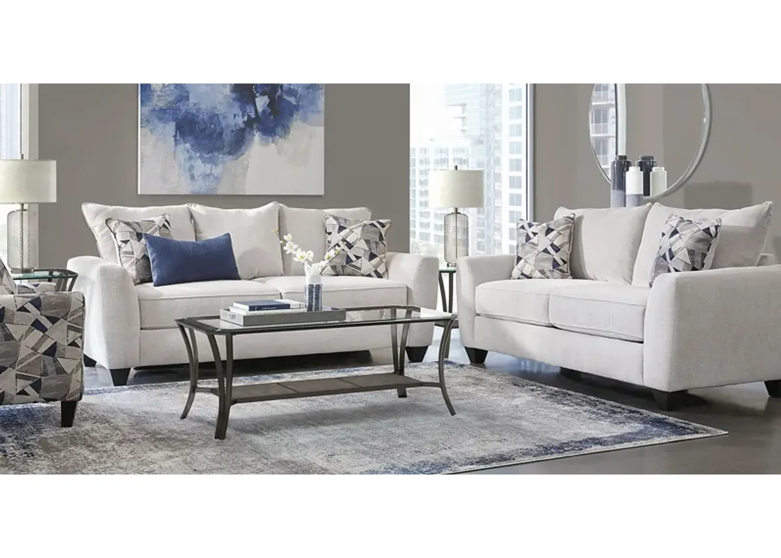 Sandia Heights Beige 7 Pc Living Room with Gel Foam Sleeper Sofa