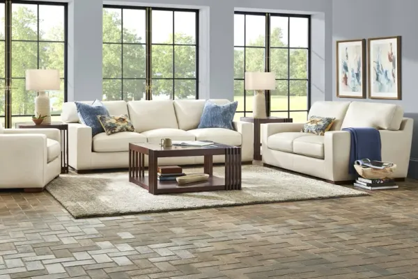 Kensington Oyster 2 Pc Leather Living Room