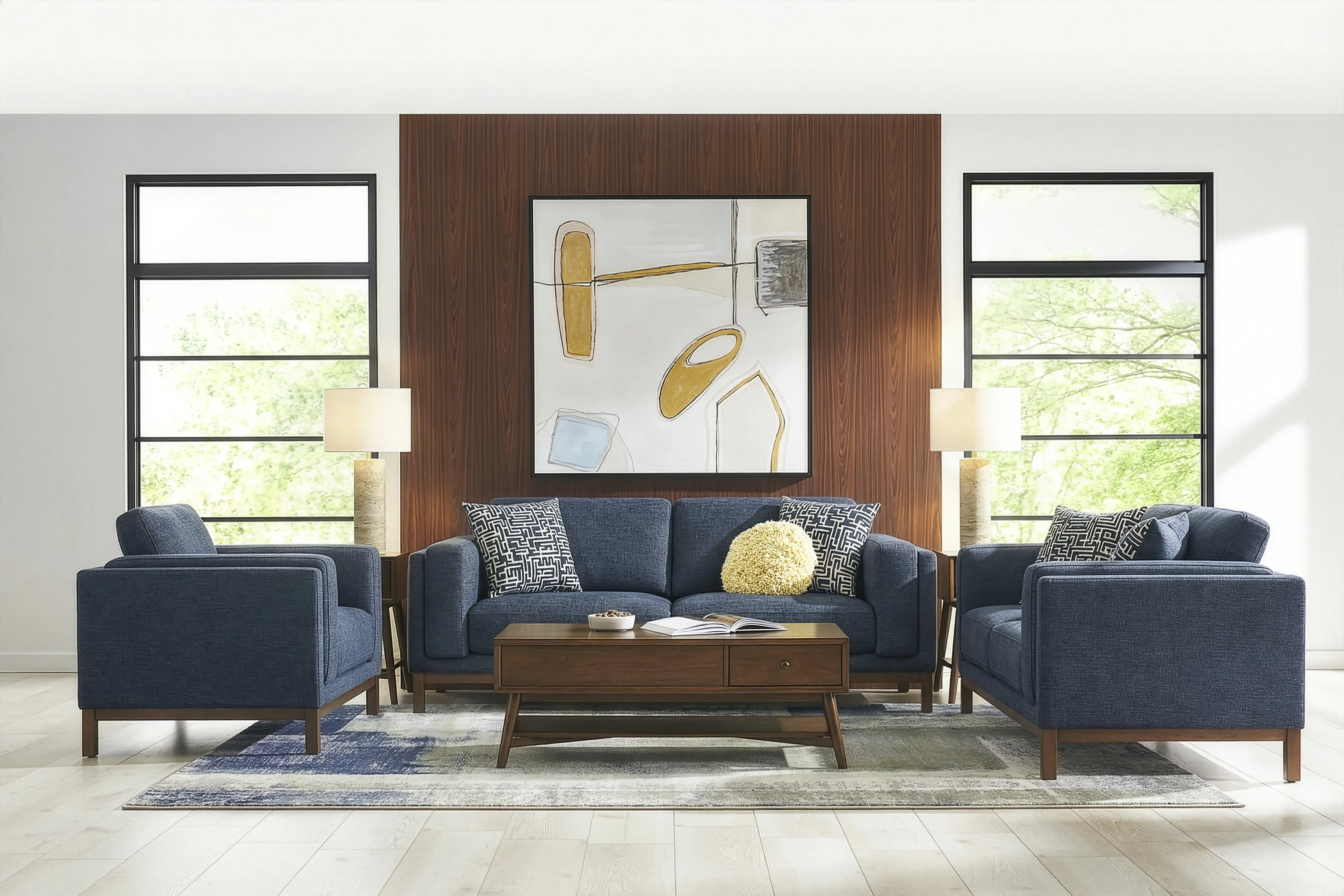 Elena Court Blue 5 Pc Living Room