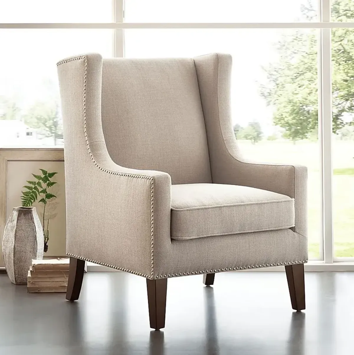 Addington Taupe Herringbone Accent Chair