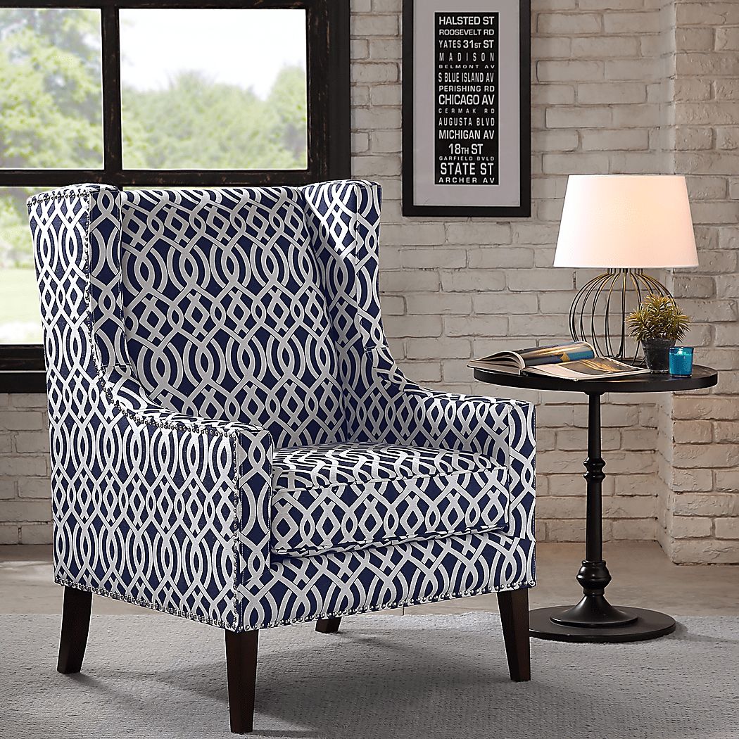Addington Blue Print Accent Chair