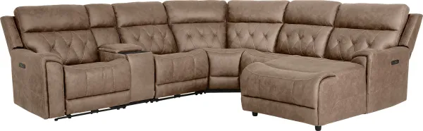 Hardwick Brown Dual Power 6 Pc Sectional With RAF Chaise