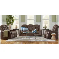 Crestline Brown 8 Pc Living Room with Dual Power Reclining Sofa