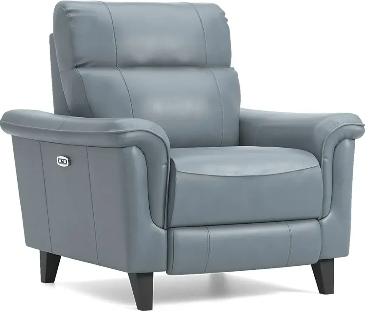 Avezzano Blue Leather 8 Pc Living Room with Dual Power Reclining Sofa