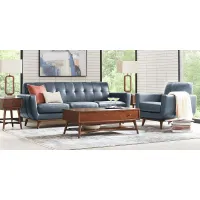 Greyson Blue Leather 2 Pc Living Room