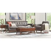 Greyson Gray Leather 2 Pc Living Room