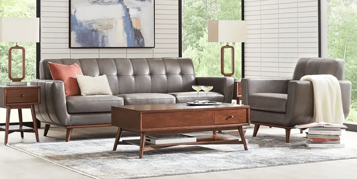 Greyson Gray Leather 2 Pc Living Room