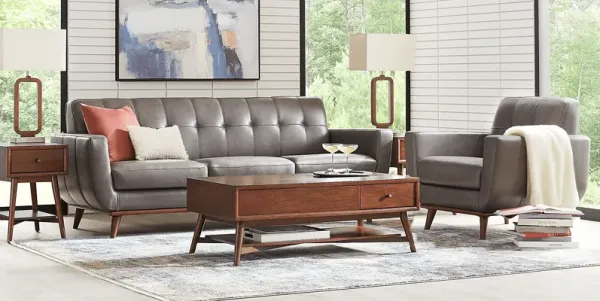 Greyson Gray Leather 2 Pc Living Room