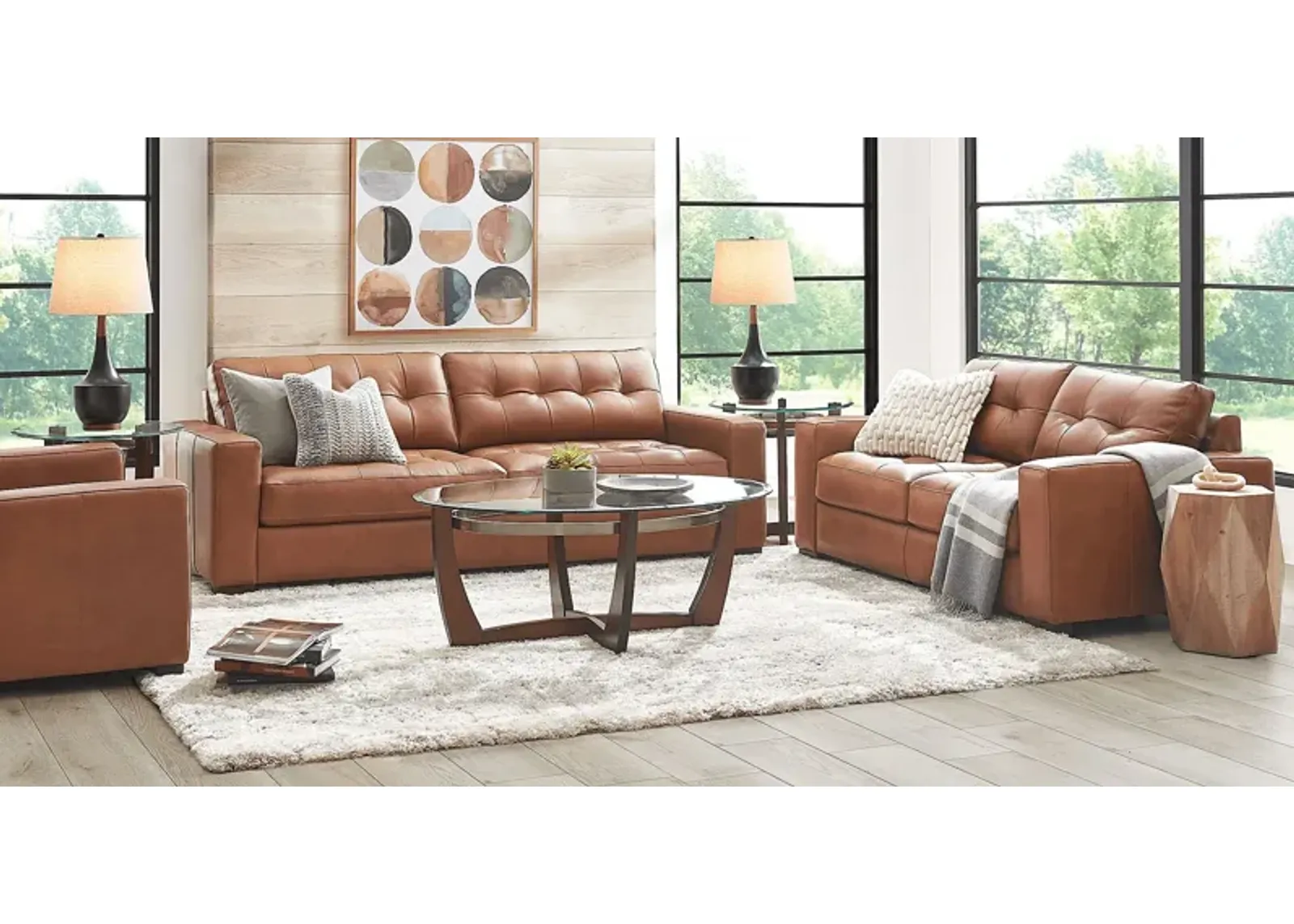 Messina Brown Leather 2 Pc Living Room