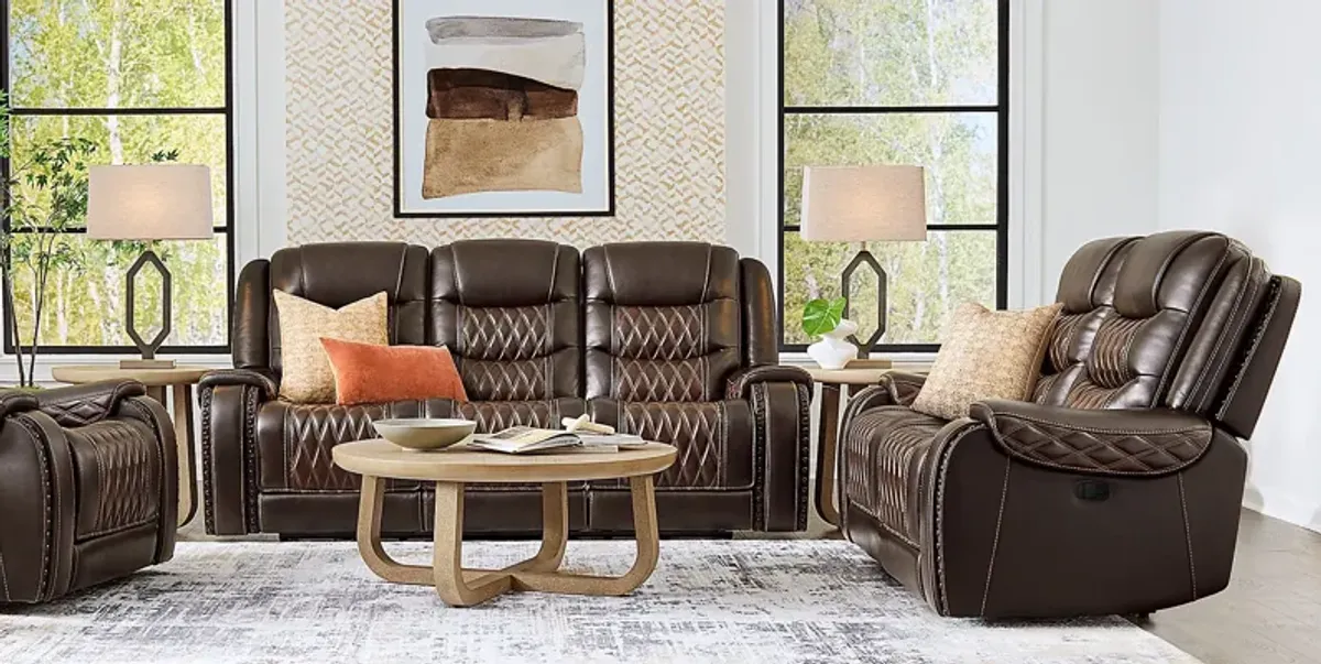 Marquee Brown 5 Pc Leather Triple Power Living Room with Reclining Loveseat
