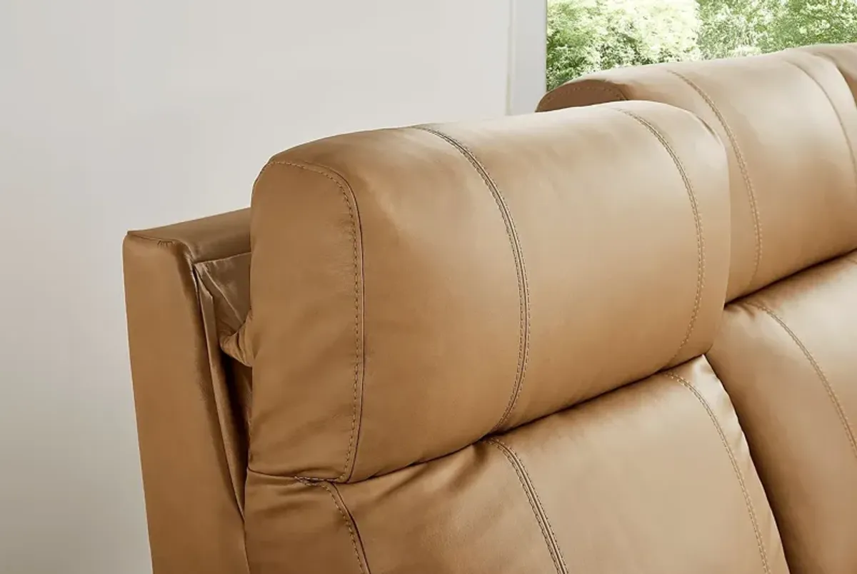 Antonella Tan Leather 2 Pc Dual Power Reclining Living Room
