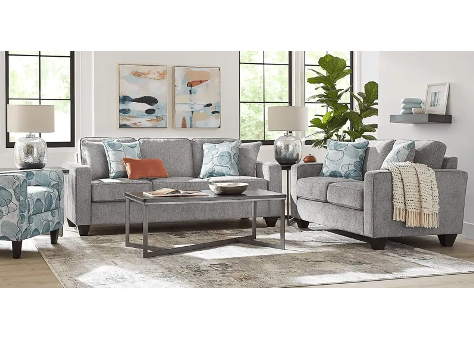 Alanis Bay Gray 7 Pc Living Room with Sleeper Sofa