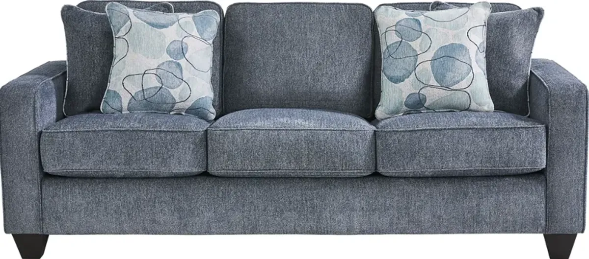 Alanis Bay Blue 7 Pc Living Room with Sleeper Sofa