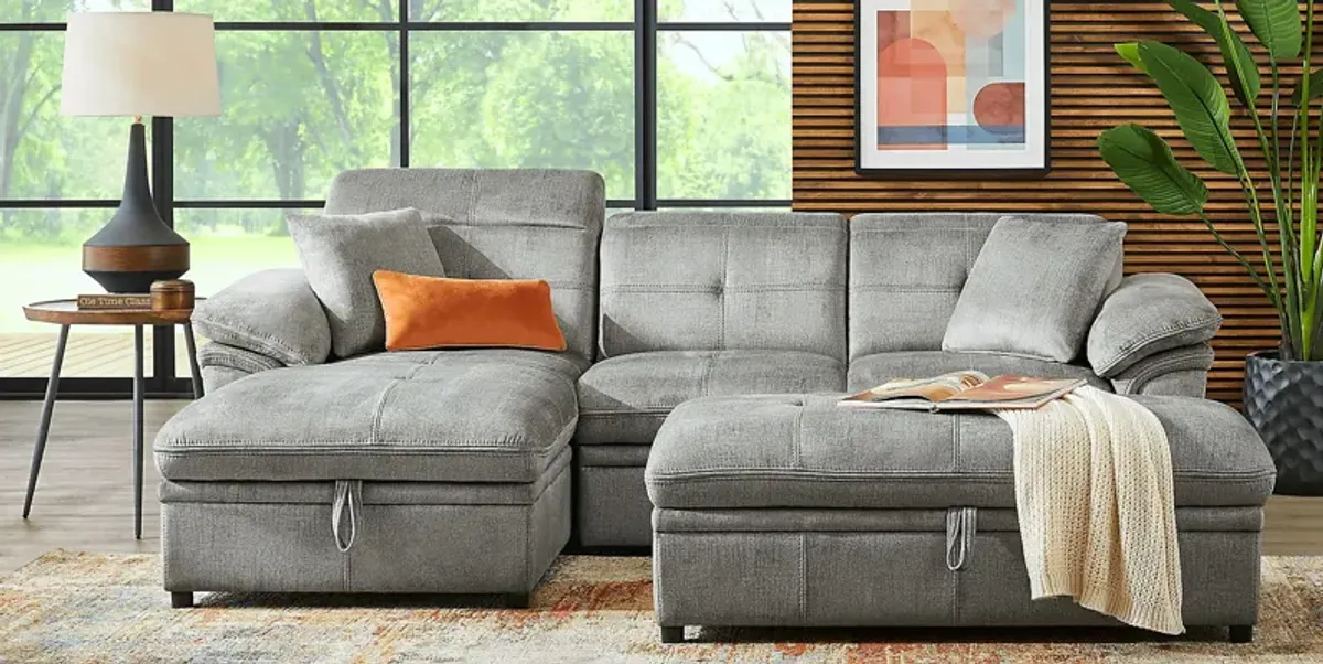 Cashton Heights Gray 3 Pc Sleeper Sectional Living Room