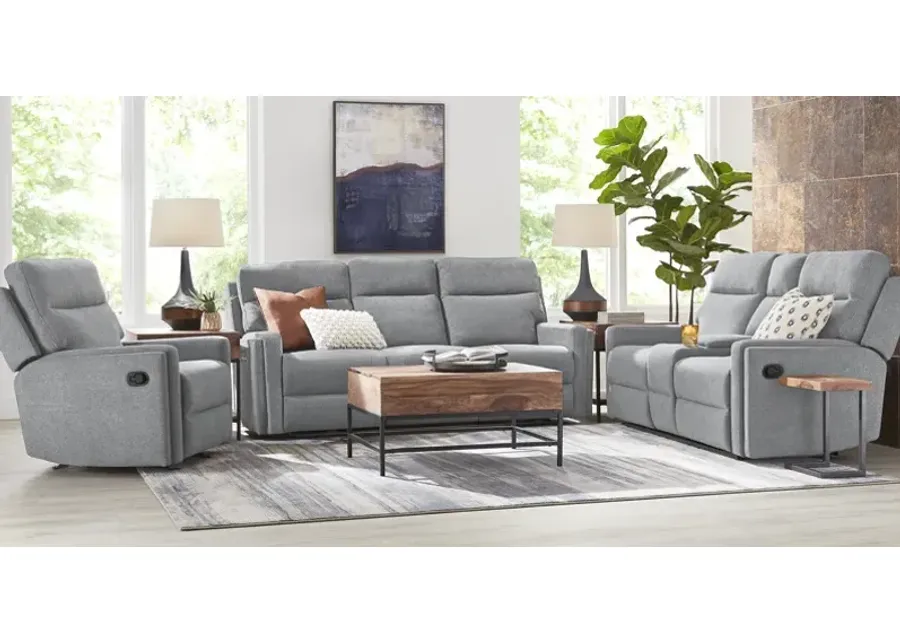 Davis Bay Gray 5 Pc Living Room with Dual Power Reclining Sofa