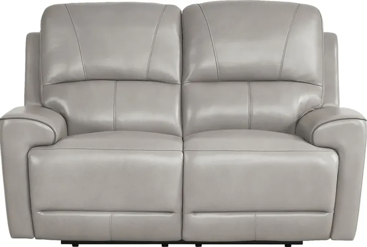 Fremont Gray Leather 3 Pc Living Room with Dual Power Reclining Sofa