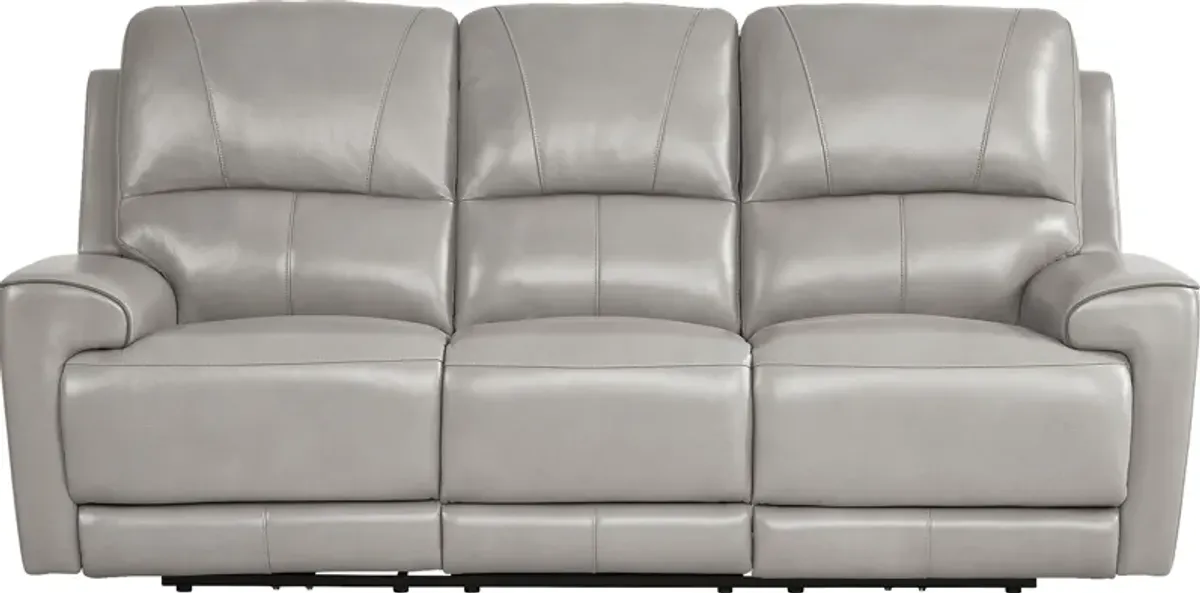 Fremont Gray Leather 3 Pc Living Room with Dual Power Reclining Sofa