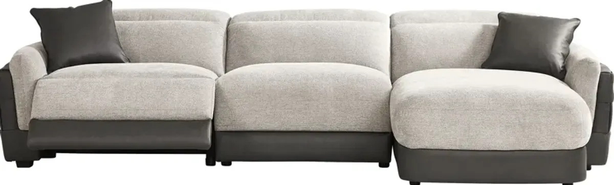 Seneca Falls Gray 3 Pc Dual Power Reclining Sectional