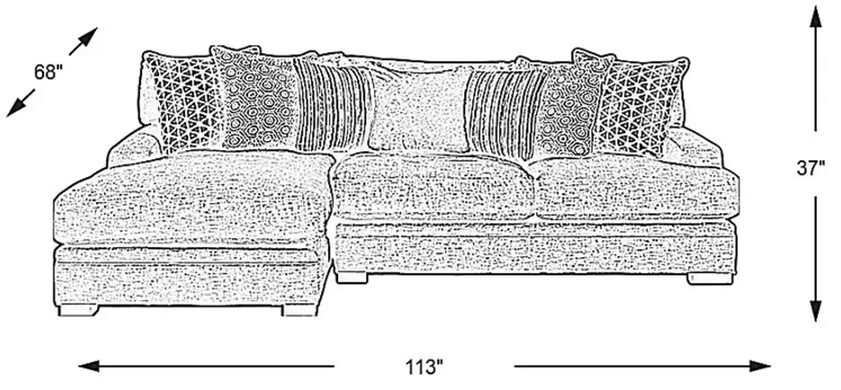 Palm Springs Silver 2 Pc Sectional