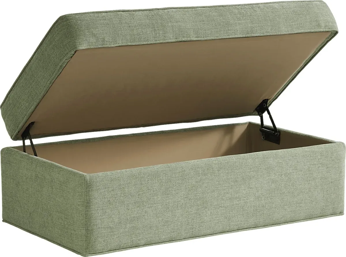 Bellingham Celadon Textured Chenille Storage Ottoman