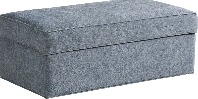 Bellingham Chambray Textured Chenille Storage Ottoman