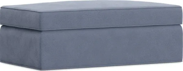 Bellingham Blue Microfiber Storage Ottoman