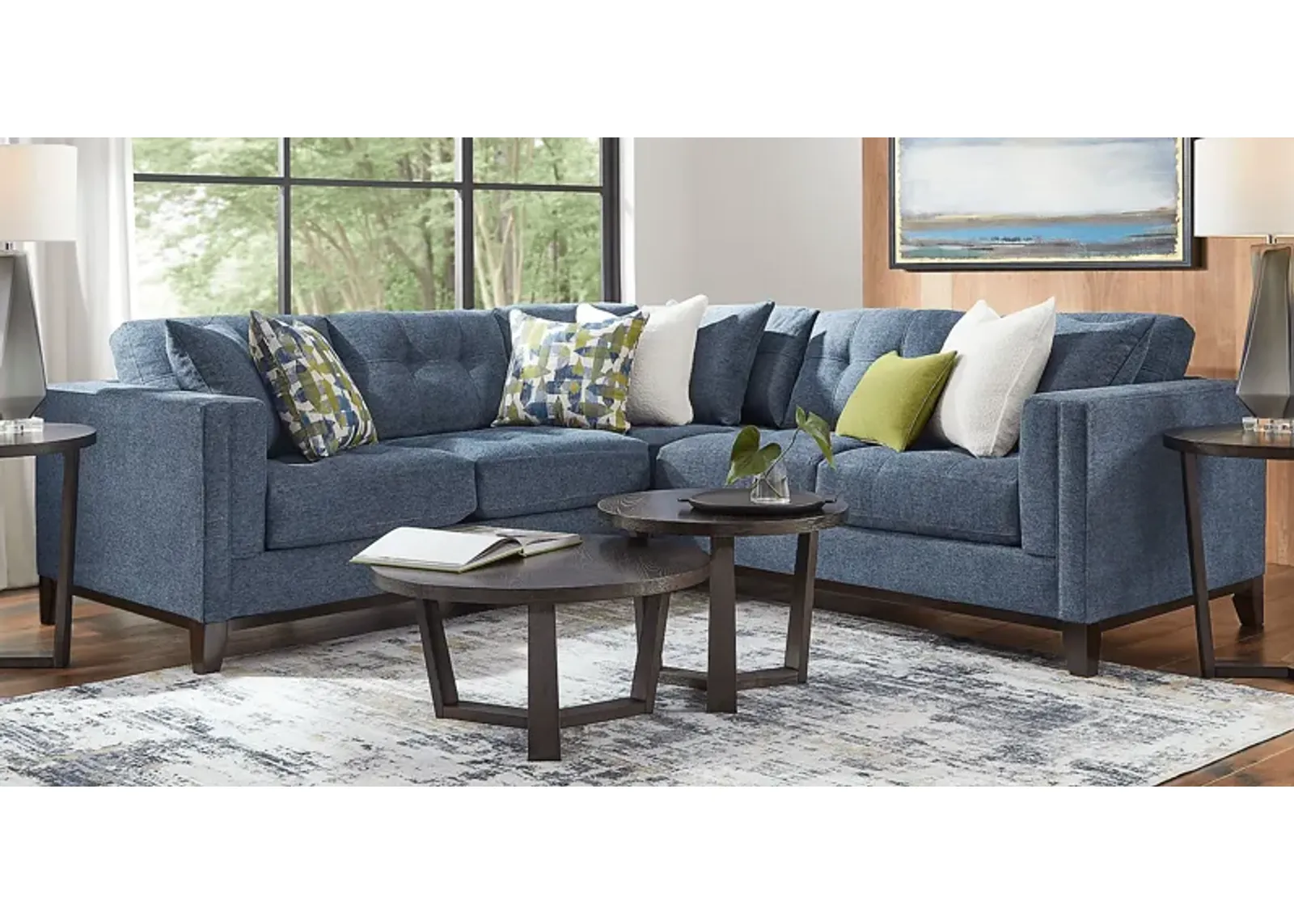 Chatham Navy 5 Pc Sectional Living Room