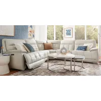 Pacific Heights Light Gray Leather 8 Pc Dual Power Reclining Sectional Living Room